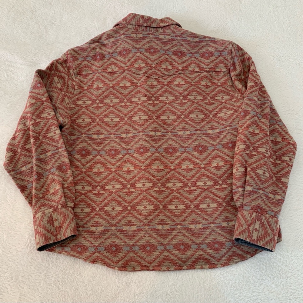 Men’s XXL WRANGLER RETRO Premium Aztec Tan Red Western Pearl Snap Button Up Top - Picture 7 of 7